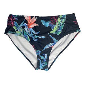 Womens Swim Suit Bottoms Black Floral Size 2X